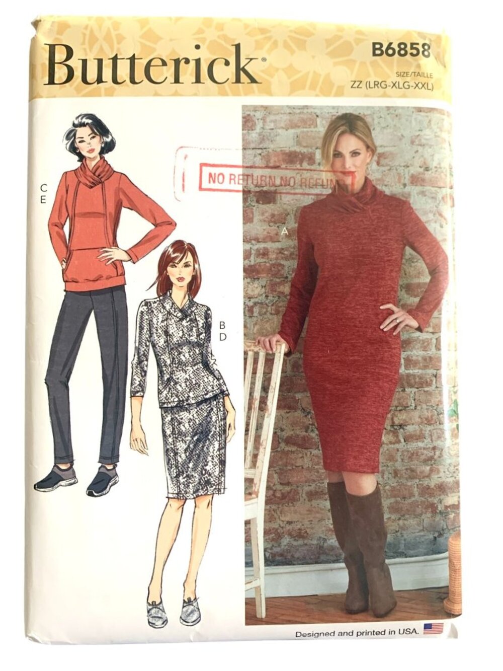 Butterick B6858 Pattern Misses Knit Dresses Tops Skirts Pants  Uncut Size Lg XLG